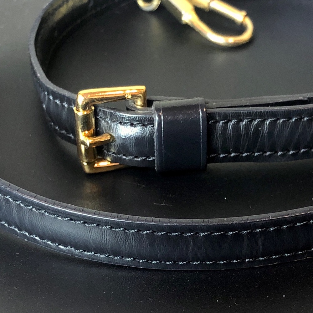 LOUIS VUITTON Adjustable Black Leather Strap with Gold Hardware - Picture 3 of 16